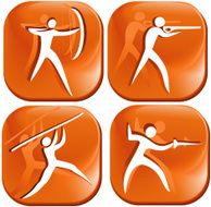 Four orange sport icons N4