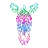 polygonal abstract zebra silhouette drawn in one continuous line