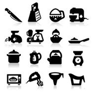 Kitchen utensil icons set &ndash; Elegant series