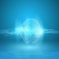 Digital brain on blue background N7