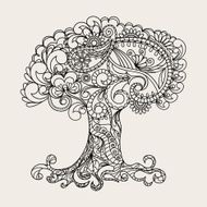 Hand-Drawn Ornate Tree Doodle Vector Illustration N2