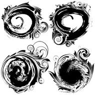 Inked circle brush floral N2