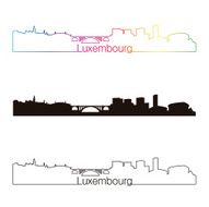 Luxembourg skyline linear style with rainbow