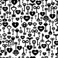 heart and keys seamless pattern