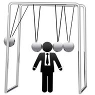 Newtons Cradle Cradles Symbol Busines Man Head