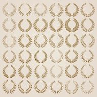 Set of Vector gold laurel wreaths N3