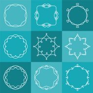 Set of vector outline emblems and badges in hipster style