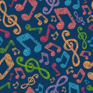 Detailed Musical Notes Silhouettes Seamless Pattern Background