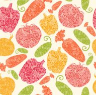 Detailed Vegetables Silhouettes Seamless Pattern Background