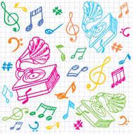 Seamless music background with gramophone N2