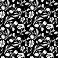 Seamless black and white floral pattern Vector illustration N2