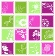 computer icons with flowers and branches