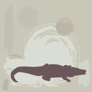 Crocodile silhouette on grunge background vector