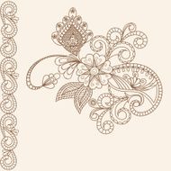 Floral greeting card doodle vector N2