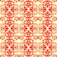 red flower ornament on yellow background N2