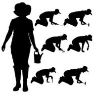 Vector silhouette of a gardener N117