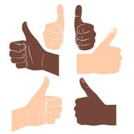 Thumbs up Drawn by hands icons Flat style N4