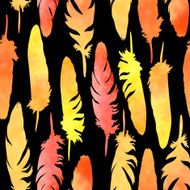 seamless vector pattern with plumes in watercolor