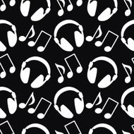Seamless pattern with music notes and headphones N2