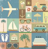 set of summer retro icons