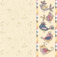 Greeting card with flowers and bird N3