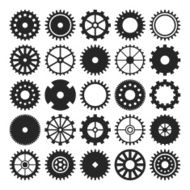 Set of gear wheels isolated on background