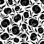 Seamless black floral pattern on white Vector illustration