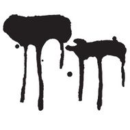 Splash blot banner set in black on white abstract watercolor N31