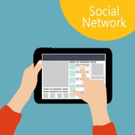 Using Social Network Concept Flat Vector Illustration N3