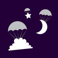 Parachuting Cloud Moon Star