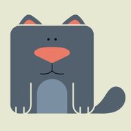 Flat square icon of a cute cat