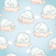 Seamless pattern with funny sleeping elephants N2