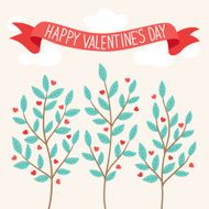 Valentine greeting card with trees N2