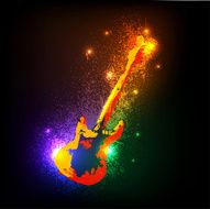 Grunge musical instruments on black Guitar