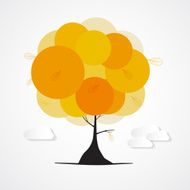 Orange Tree with Clouds Illustration