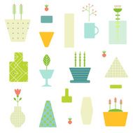 Abstract seamless pattern with flower pots in vector N7