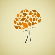 Abstract Vector Tree Symbol with Orange Leaves