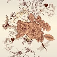 Elegant vintage vector seamless wallpaper with symbol of love