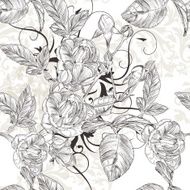 Vector seamless wallpaper pattern with roses flowers