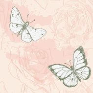 Vintage card with butterflies and roses N2