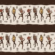 Dancing figures wearing African masks N3