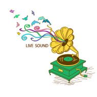 Colorful illustration with gramophone
