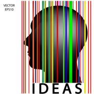 Silhouette of a head with bar code N8