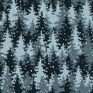 Heavy snow in the pine forest