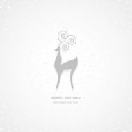 White and gray deer Christmas background