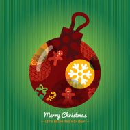 Christmas Ornament on Green background vector illustration for Greeting Card