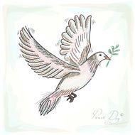 Hand drawn peace dove symbol with texture background EPS10 file