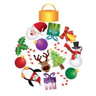 Christmas Tree Ornaments Collage Vector Illustration