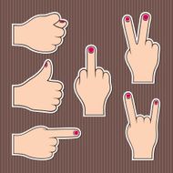 Fingers form signs