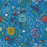 Stylish vector floral pattern with cute flowers